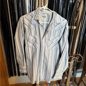 Ely Cattleman Light Blue and White Striped Shirt